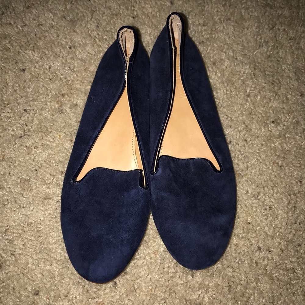 j crew factory navy suede loafers 6